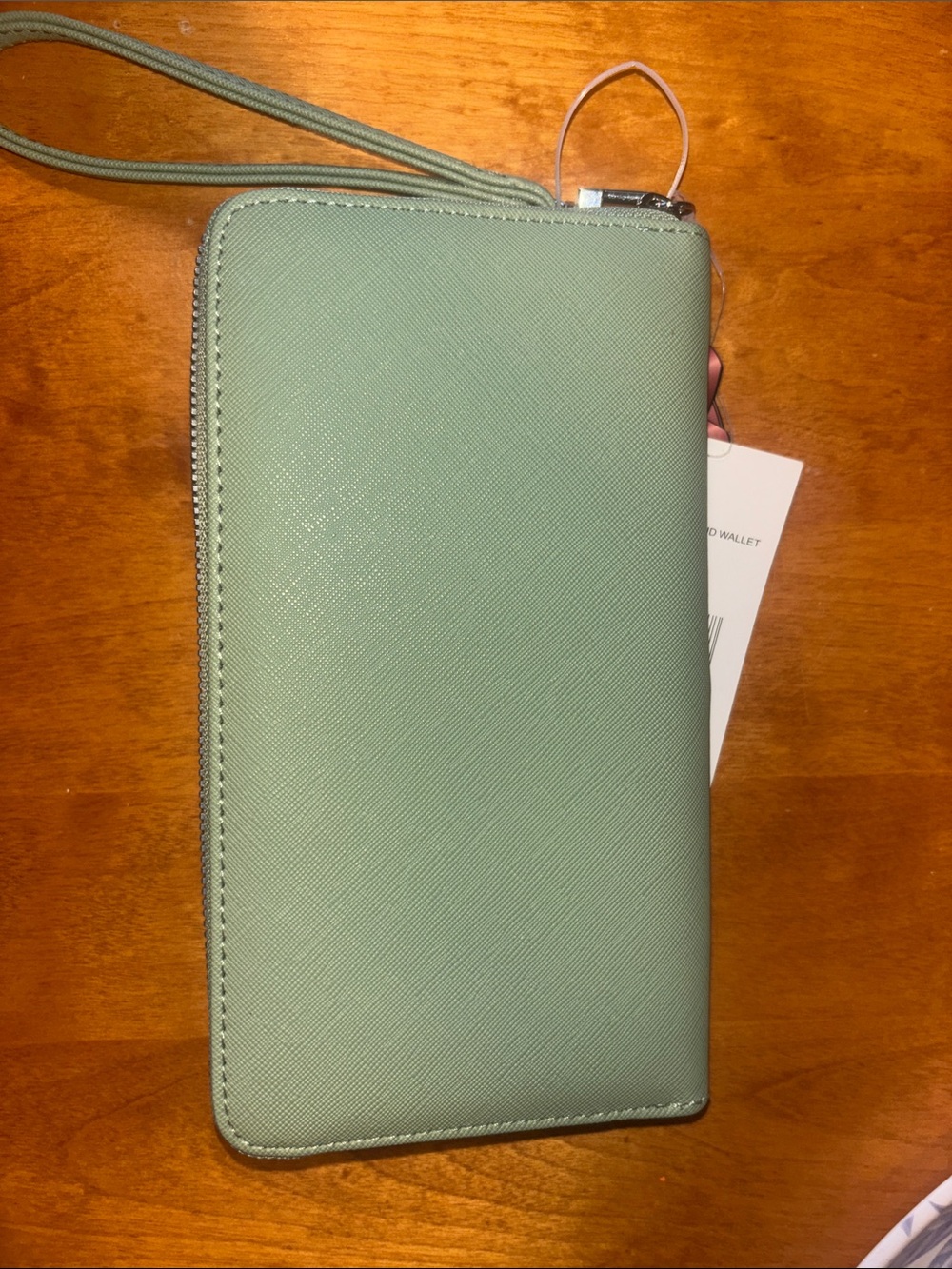 Betsey Johnson Light Sage Green Bow Zip-Around Wallet - Picture 5 of 8